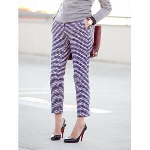 J Crew Cafe Capri Tweed Pants Size 6 Silk Cotton Metallic Low Rise Purple